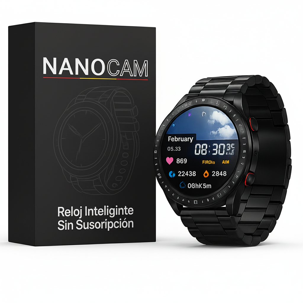 NANOCAM™ – Reloj Inteligente para Hombre con Seguimiento de Salud y Resistencia al Agua IP67