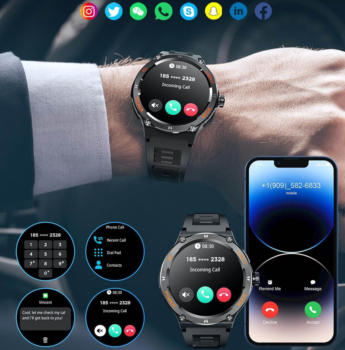 NANOCAM™ – Reloj Inteligente para Hombre con Pantalla HD y Brújula Integrada